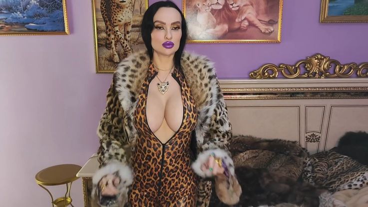 Trying on new fur coats and fucking with a man