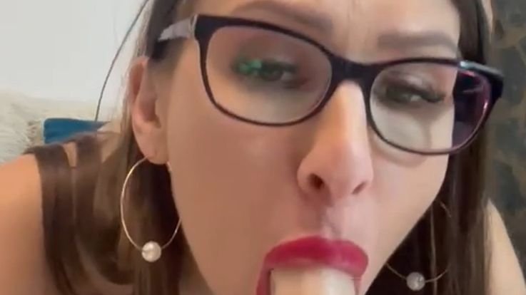 Sucking and riding my dildo.