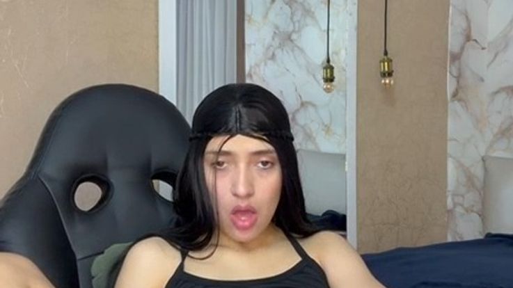 Sucking my big dildo while I masturbate