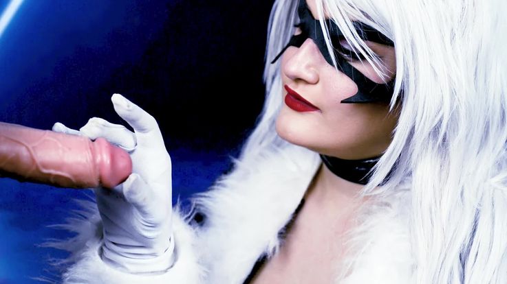 Black cat deep troath cumplay