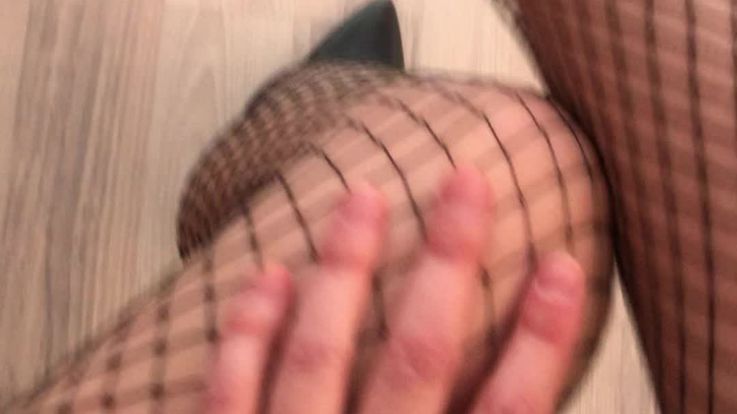 Me in fishnet stockings and heels