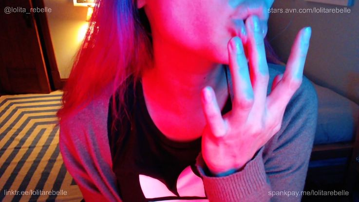 wet finger sucking and mouth tease 