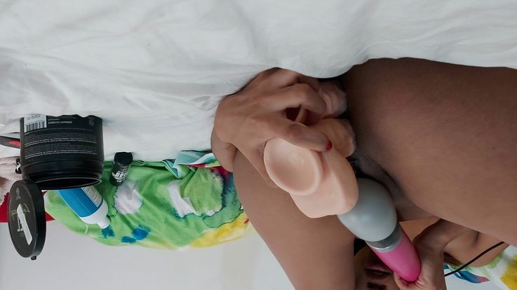 Double penetration fun with two dildos. Uncensored