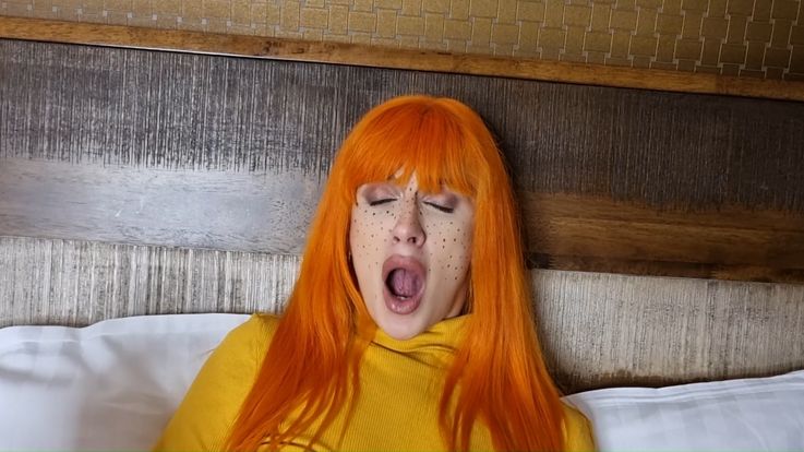 Redhead perfect teen fingers her pussy deep