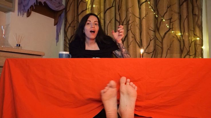 Feet fetish JOI in Restaurant