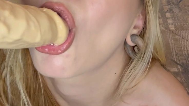 POV Blowjob on Dildo in Heels and Stockings