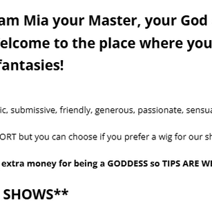 Model - Mia Cinnamon dominatrix