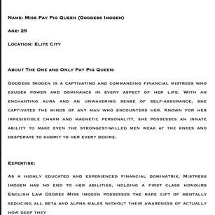 Model - Miss Paypig Queen roleplay